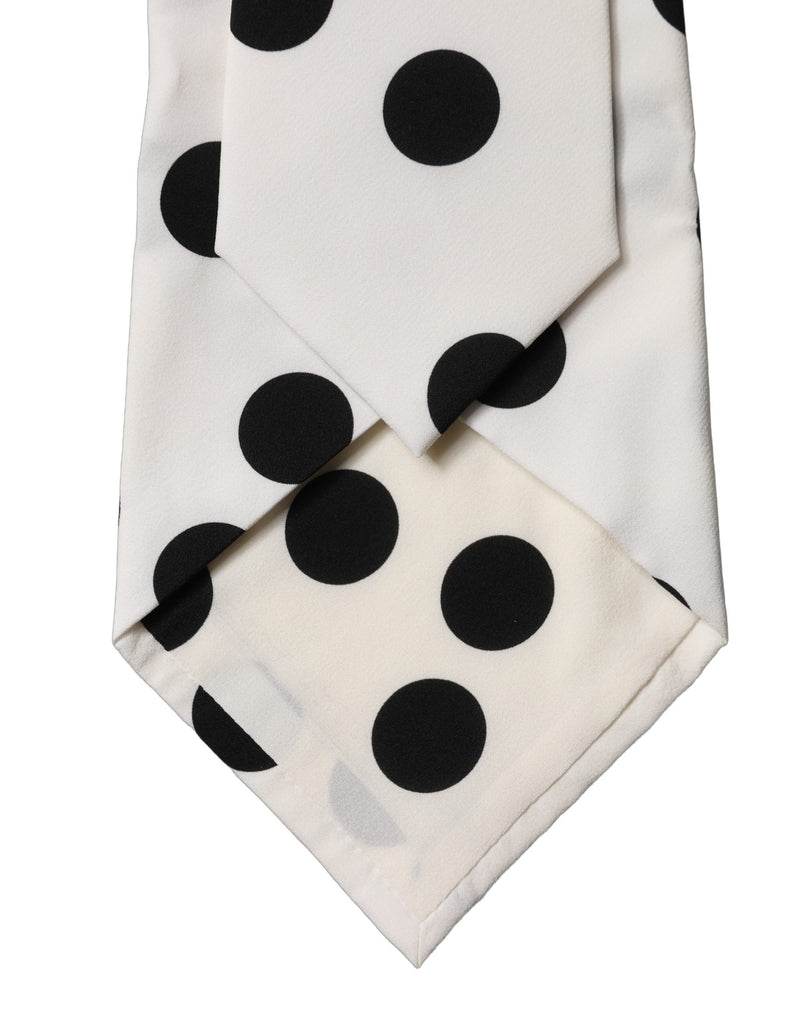 Dolce & Gabbana Adjustable White Black Polka Dot Silk Necktie