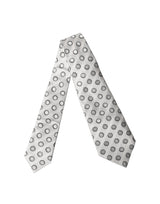 Dolce & Gabbana White Gray Polka Dot Silk Adjustable Necktie