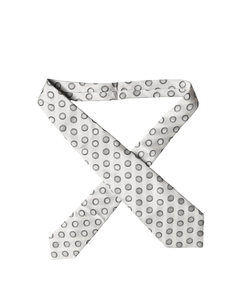 Dolce & Gabbana White Gray Polka Dot Silk Adjustable Women Necktie Tie