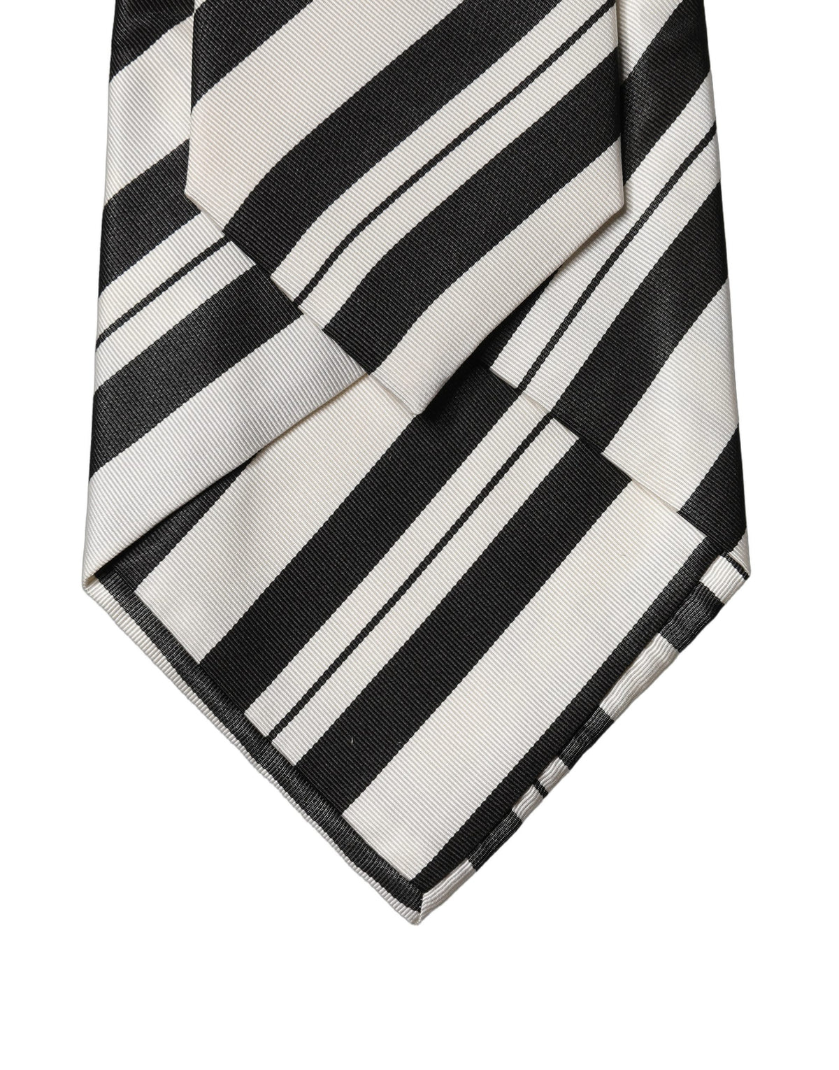 Dolce & Gabbana Black White Stripes Silk Adjustable Women Necktie Tie