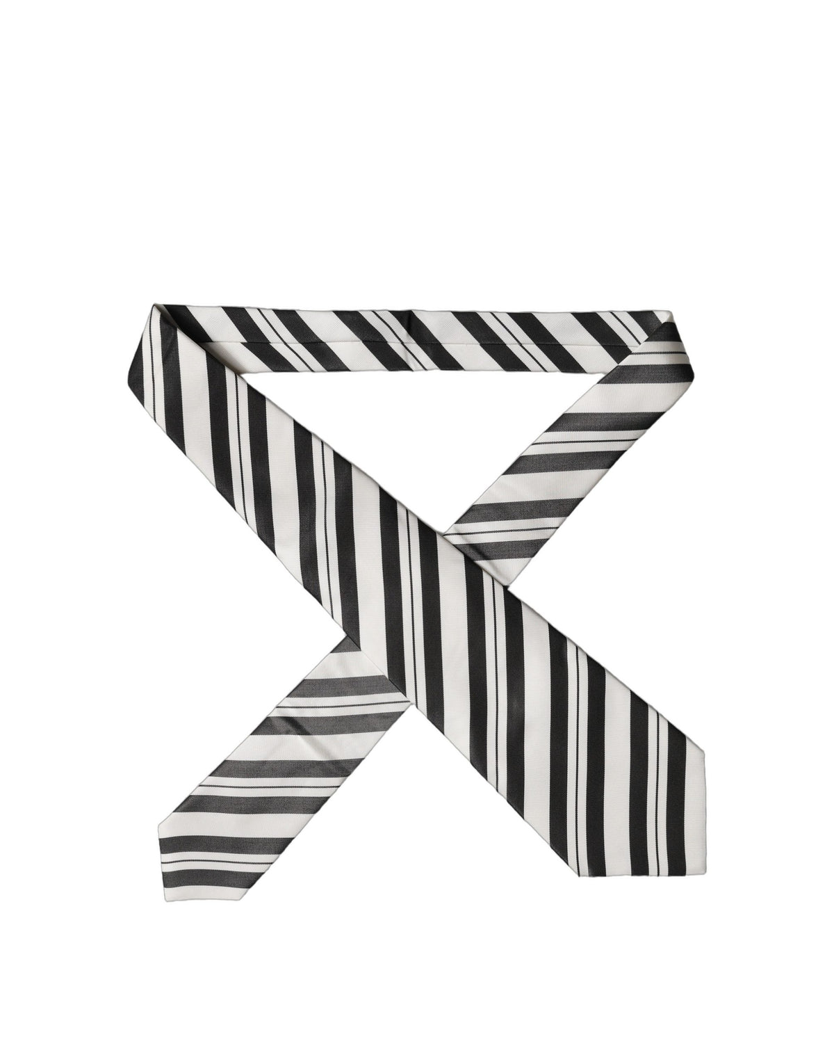 Dolce & Gabbana Black White Stripes Silk Adjustable Women Necktie Tie