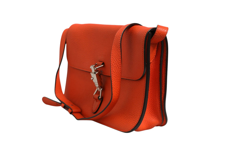 Gucci Jackie Soft Flap Shoulder Bag in Orange Leather