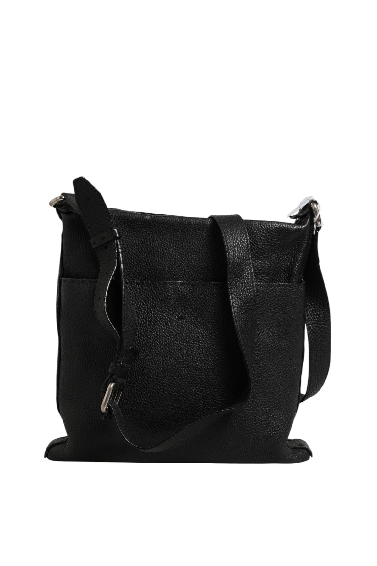 Fendi Selleria Leather Messenger Crossbody Bag - Black