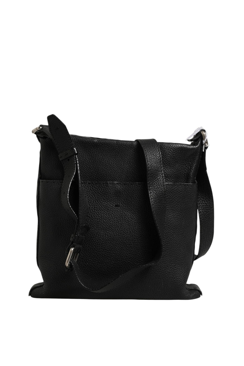 Fendi Selleria Leather Messenger Crossbody Bag - Black