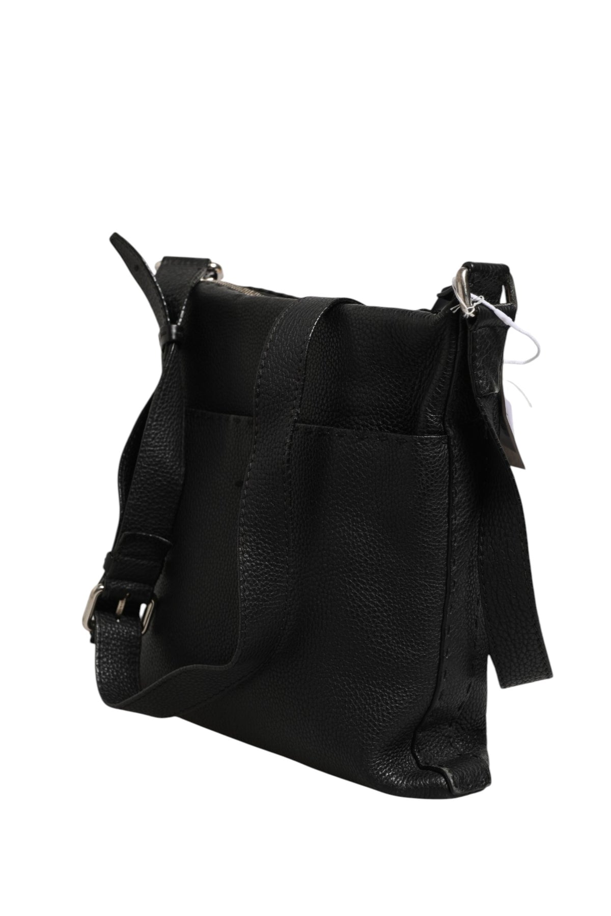 Fendi Selleria Leather Messenger Crossbody Bag - Black