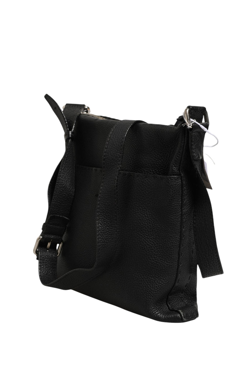 Fendi Selleria Leather Messenger Crossbody Bag - Black