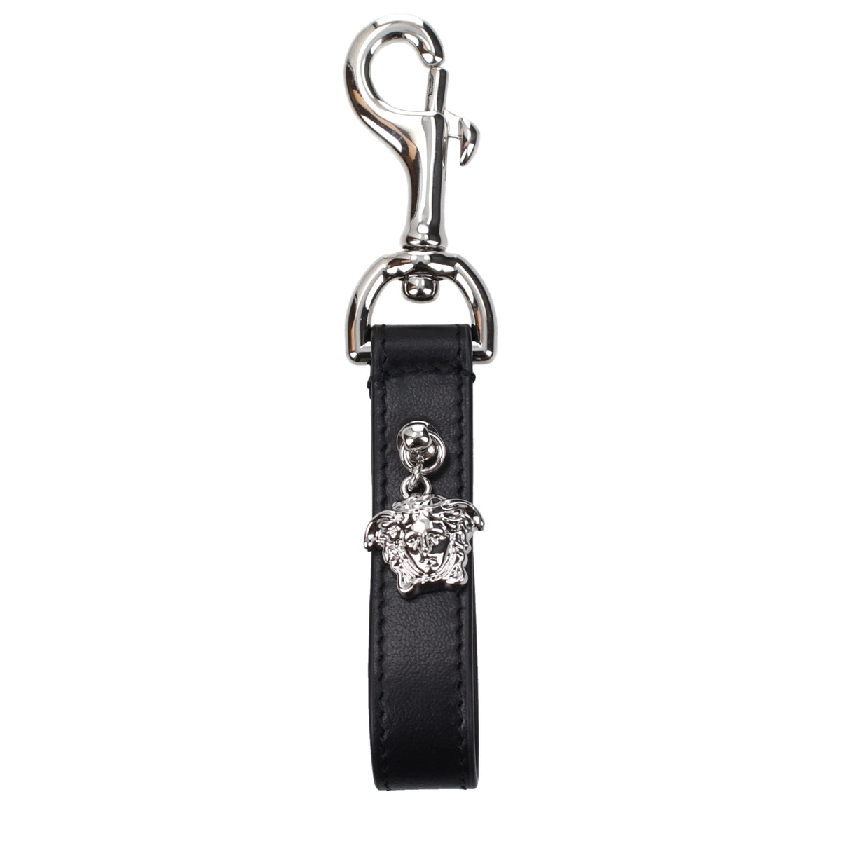 Versace Black Leather Keychain - Stylish Accessory for Men