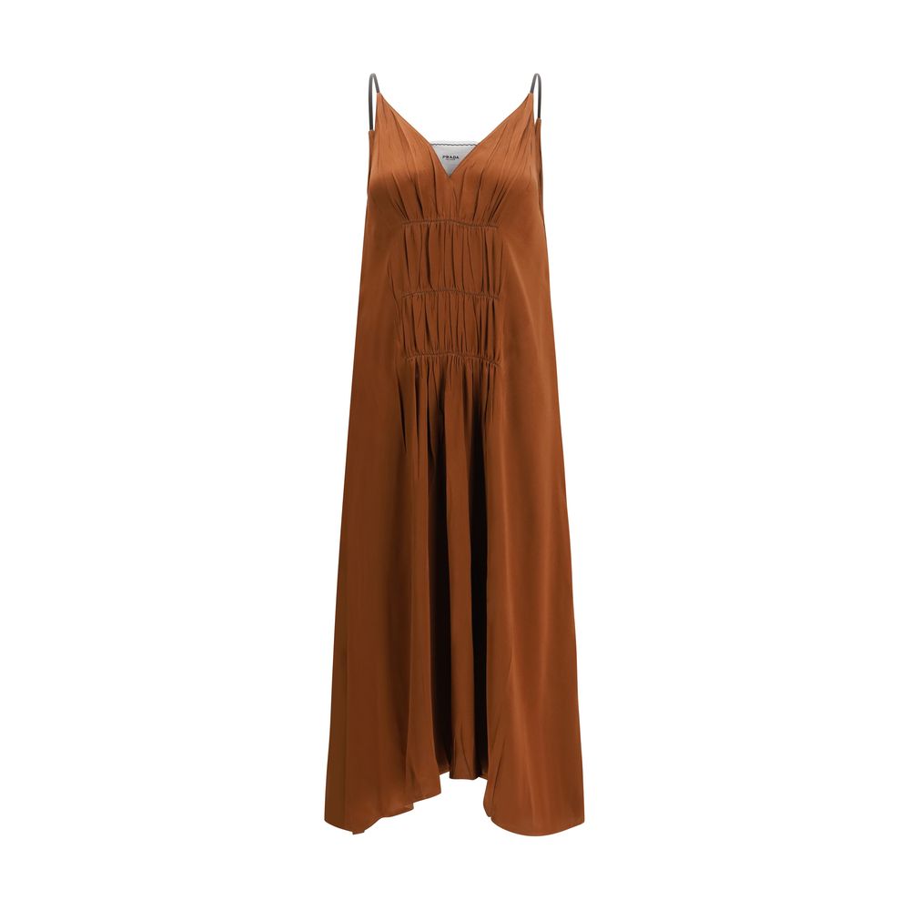 Robe de cocktail Prada en acétate marron