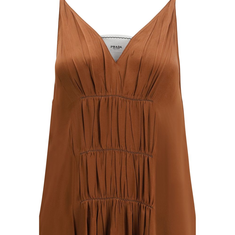 Robe de cocktail Prada en acétate marron