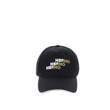 Herno Black Cotton Cap - Stylish Baseball Hat for Men