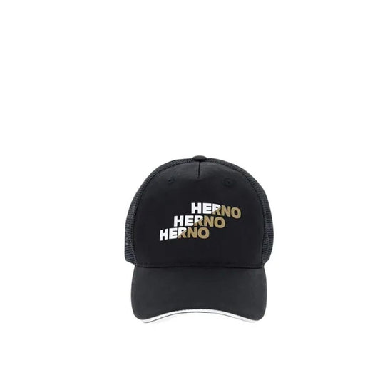 Herno Black Cotton Cap - Stylish Baseball Hat for Men