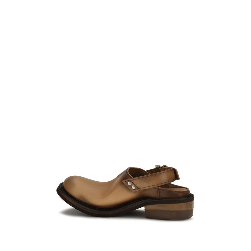 Miu Miu Brown Calf Leather Bos Taurus Mules