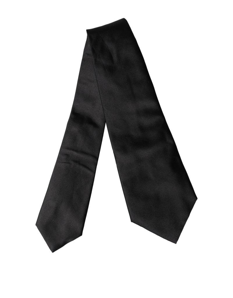 Dolce & Gabbana Black Satin Silk Blend Adjustable Women Tied Necktie