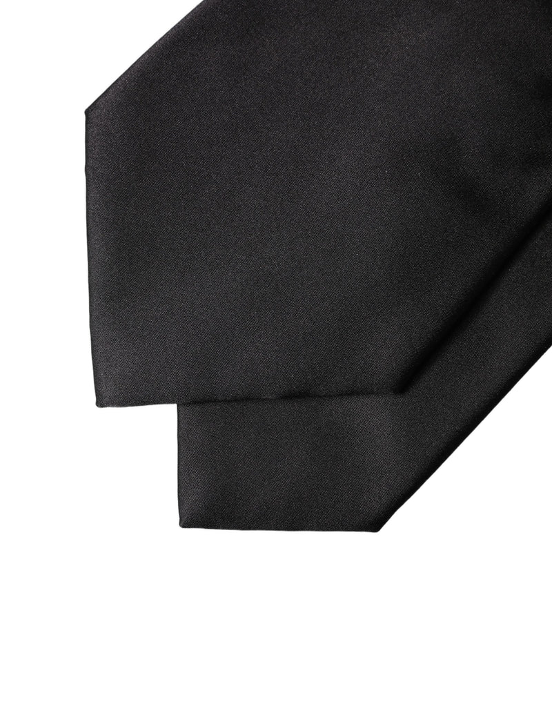 Dolce & Gabbana Black Satin Silk Blend Adjustable Women Tied Necktie