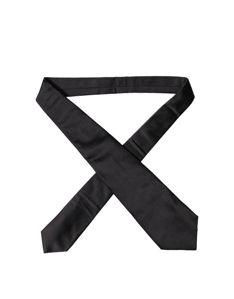Dolce & Gabbana Black Satin Silk Blend Adjustable Women Tied Necktie