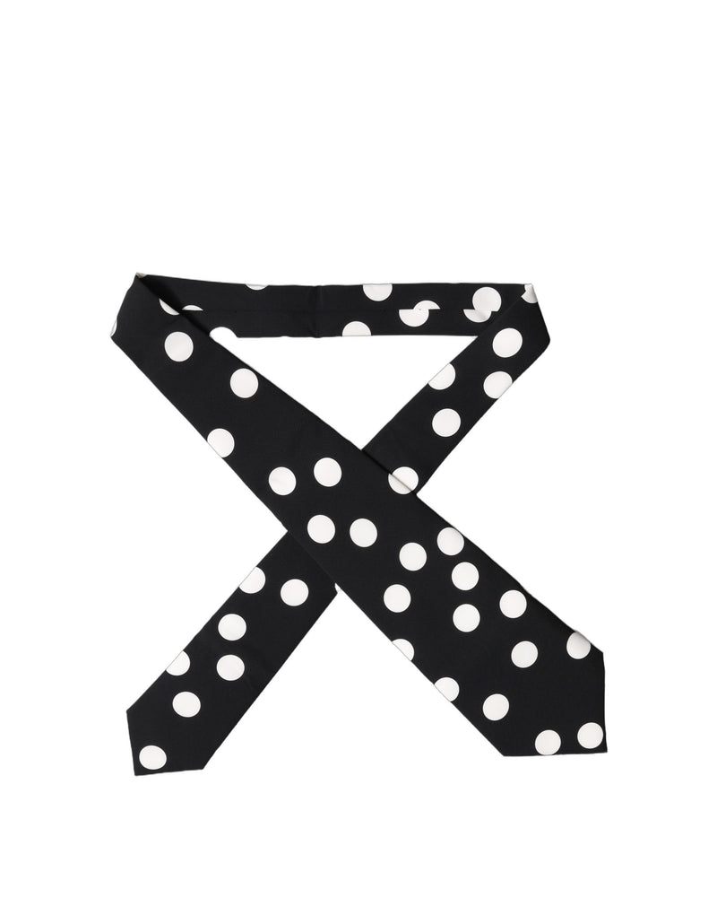 Dolce & Gabbana Black White Polka Dot Silk Adjustable Necktie