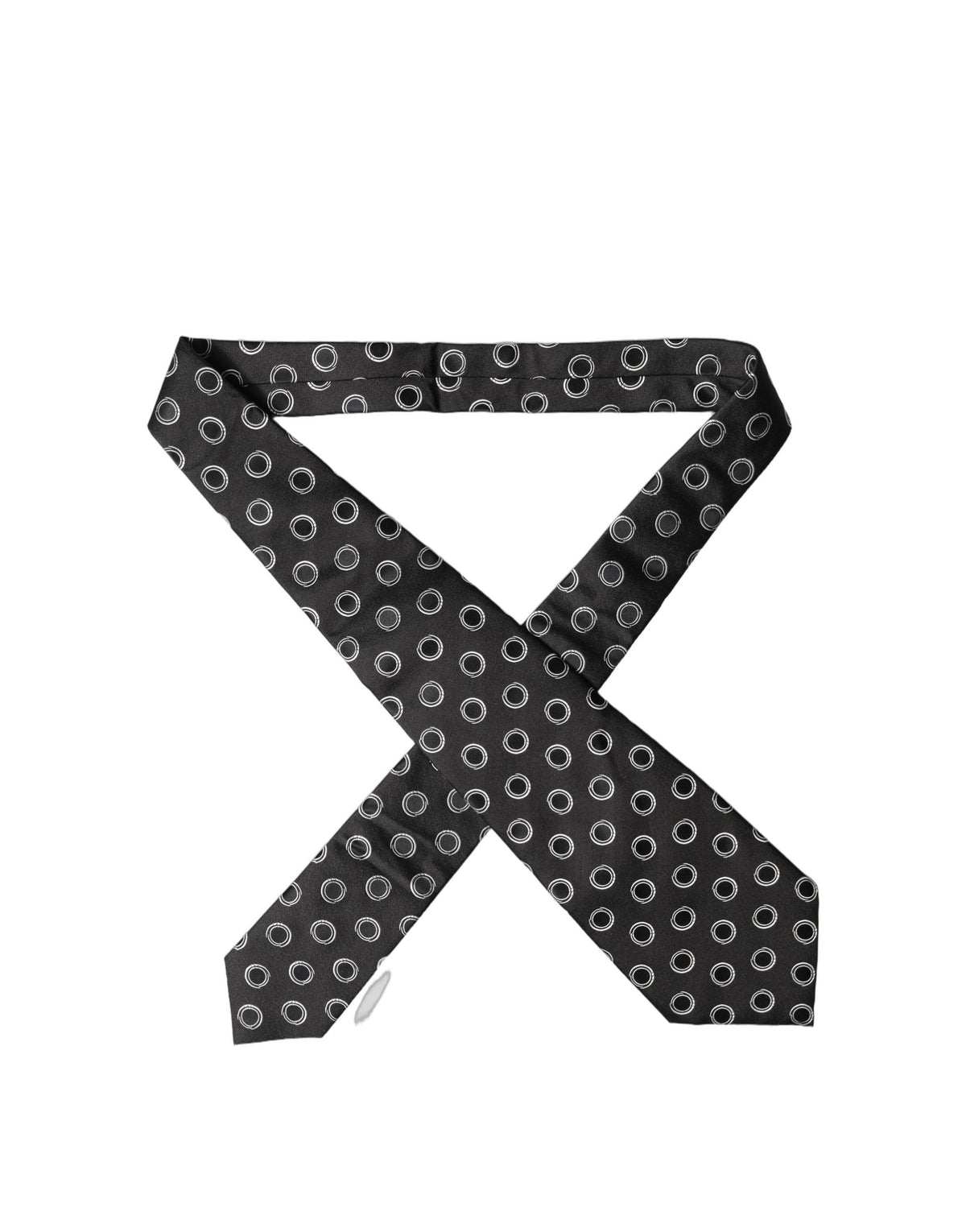 Dolce & Gabbana Black White Polka Dot Silk Adjustable Necktie