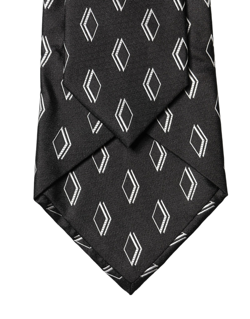 Dolce & Gabbana Black Patterned Silk Adjustable Women Tied Necktie Tie