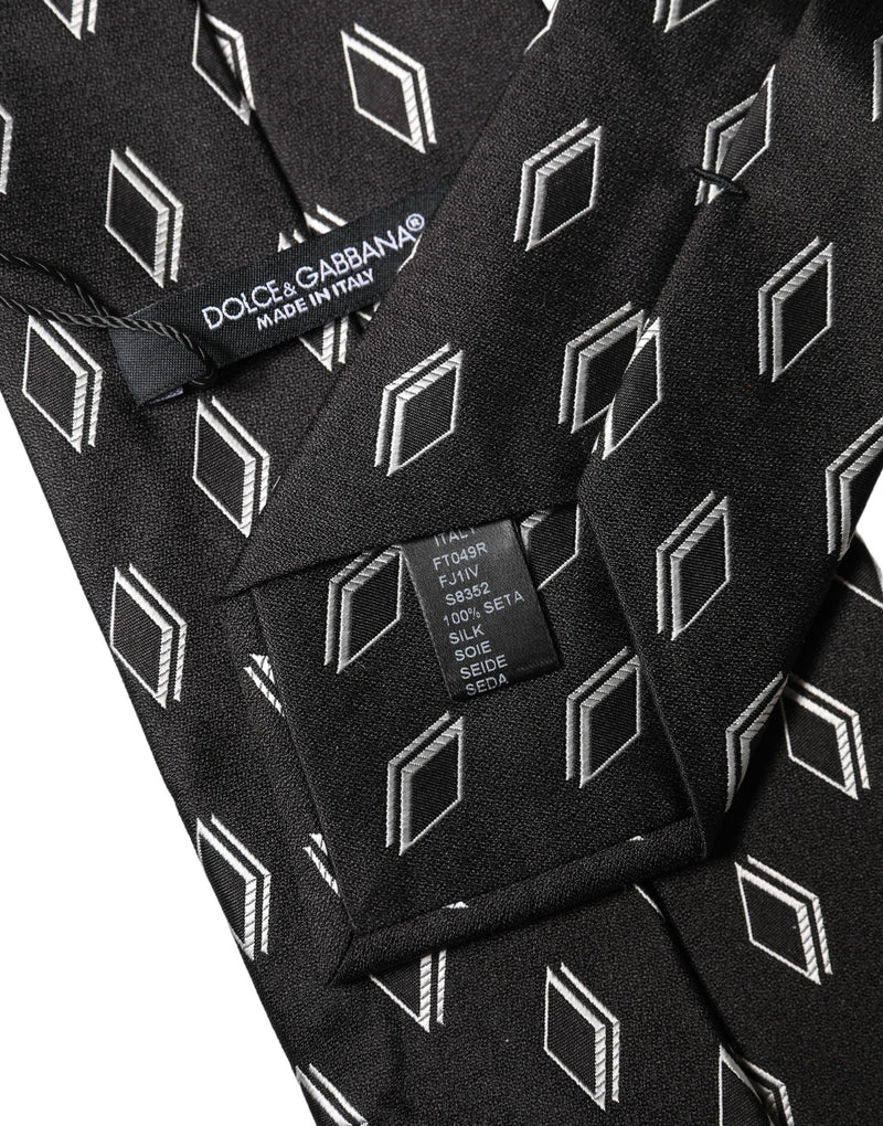 Dolce & Gabbana Black Patterned Silk Adjustable Women Tied Necktie Tie