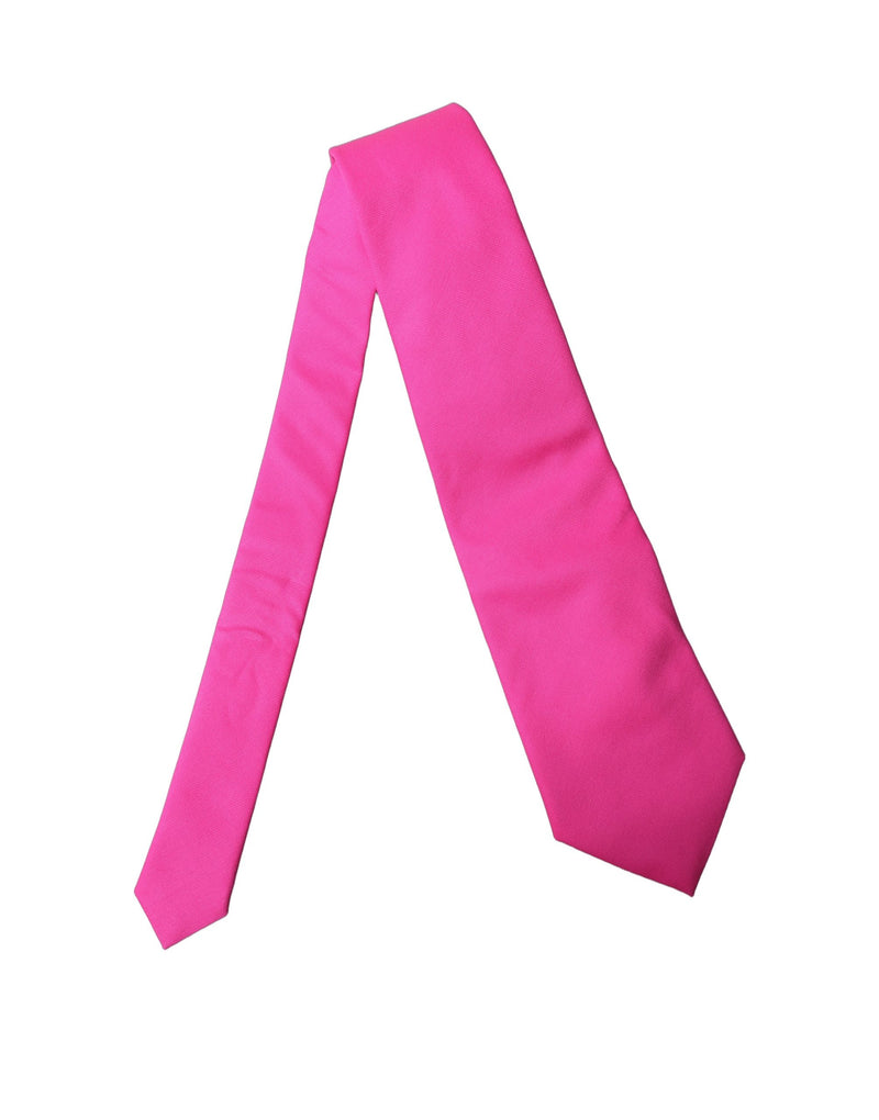 Dolce & Gabbana Neon Pink Solid Satin Silk Adjustable Necktie