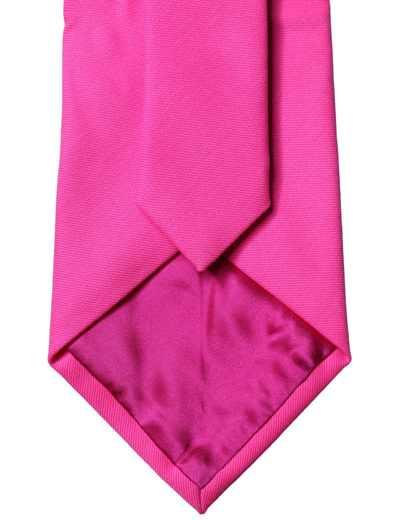 Dolce & Gabbana Neon Pink Solid Satin Silk Adjustable Necktie