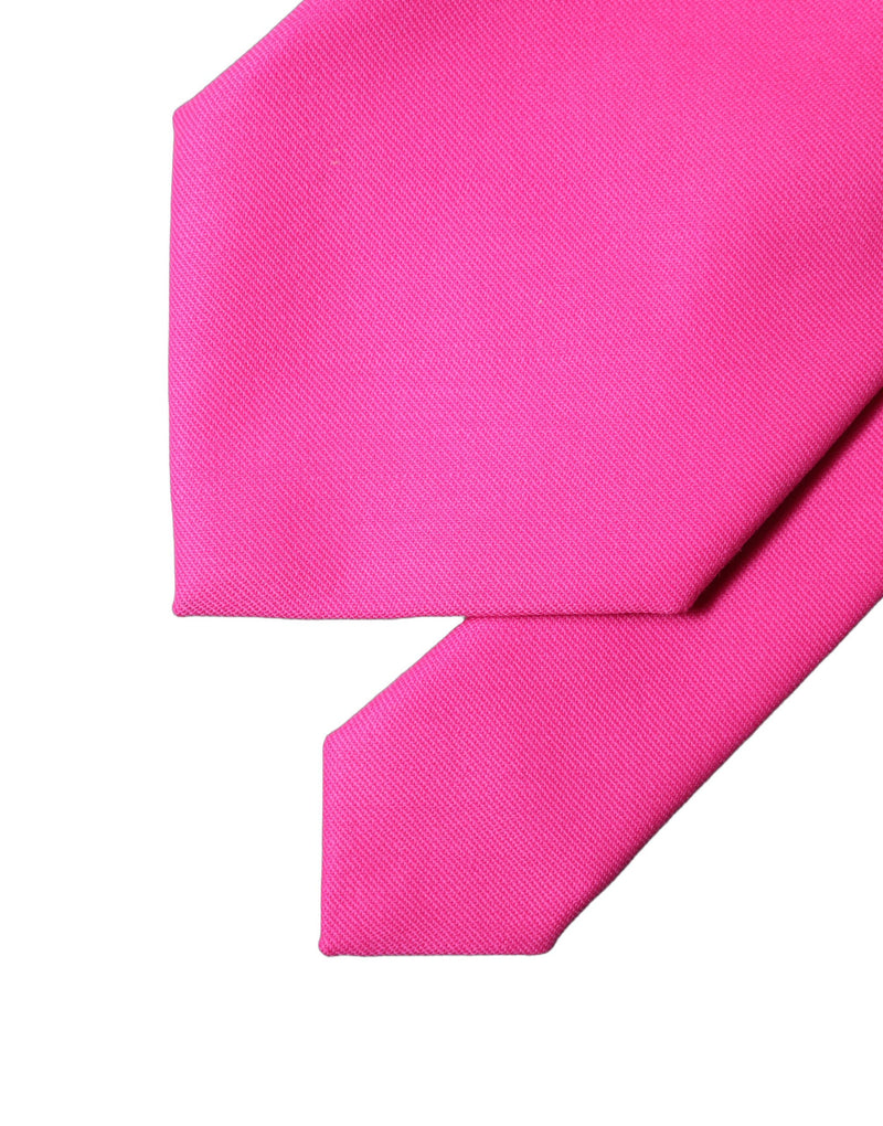 Dolce & Gabbana Neon Pink Solid Satin Silk Adjustable Necktie