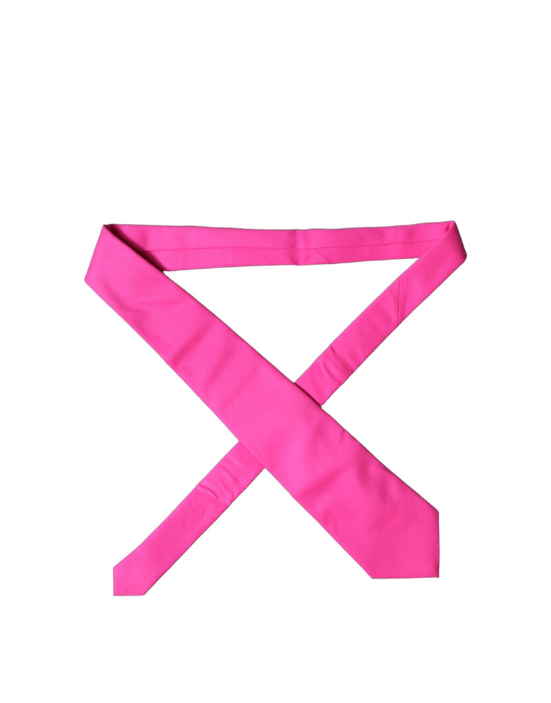 Dolce & Gabbana Neon Pink Solid Satin Silk Adjustable Necktie