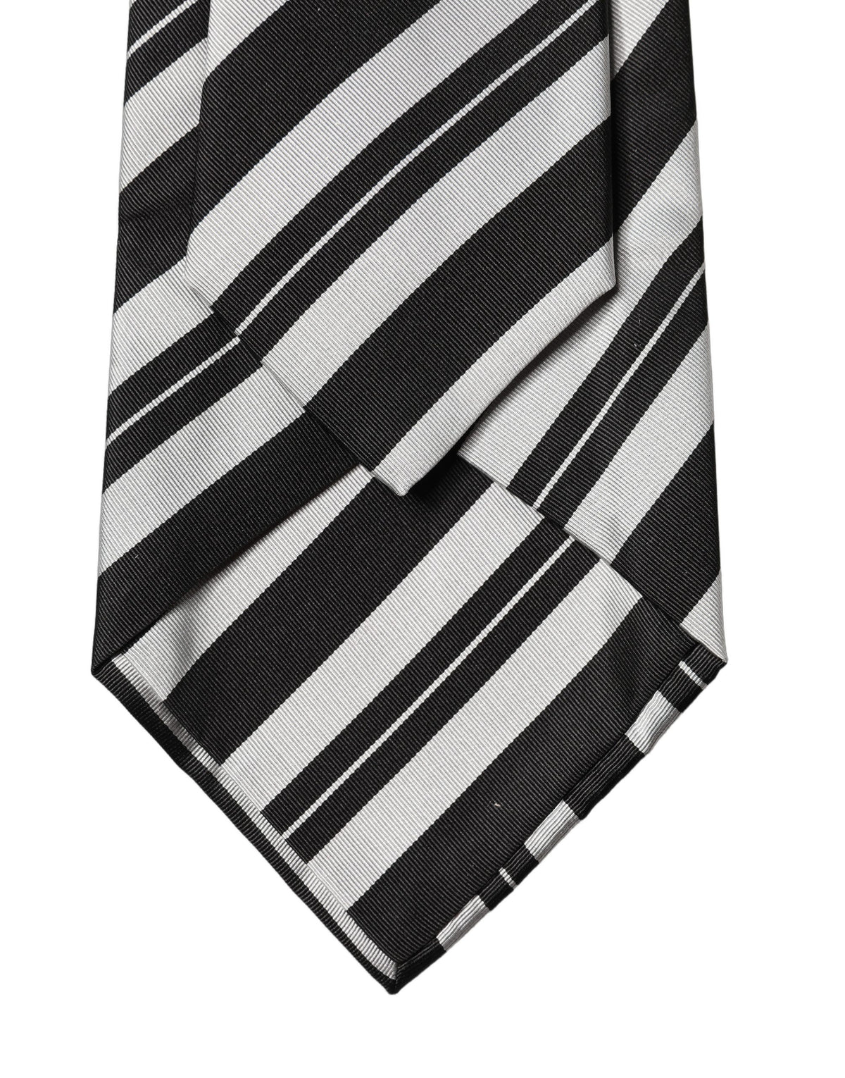 Dolce & Gabbana Black and White Stripes Silk Adjustable Necktie