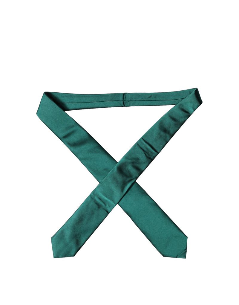 Dolce & Gabbana Dark Green Satin Silk Adjustable Necktie for Women