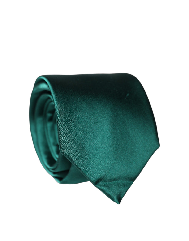 Dolce & Gabbana Dark Green Satin Silk Adjustable Necktie for Women