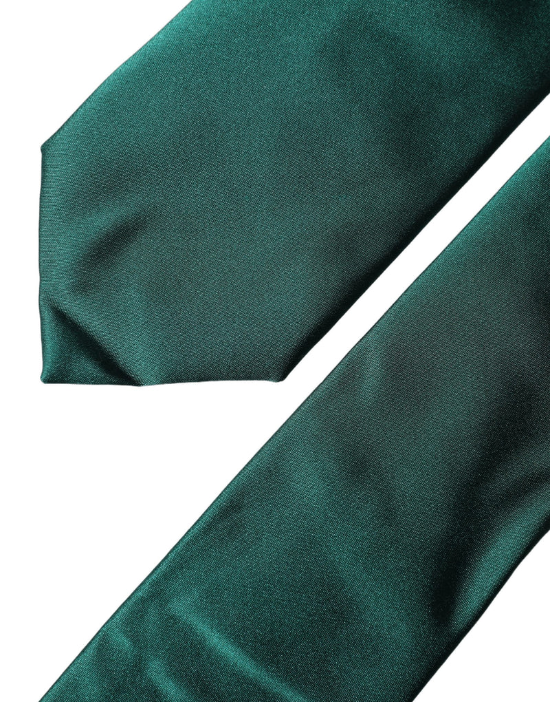 Dolce & Gabbana Dark Green Satin Silk Adjustable Necktie for Women