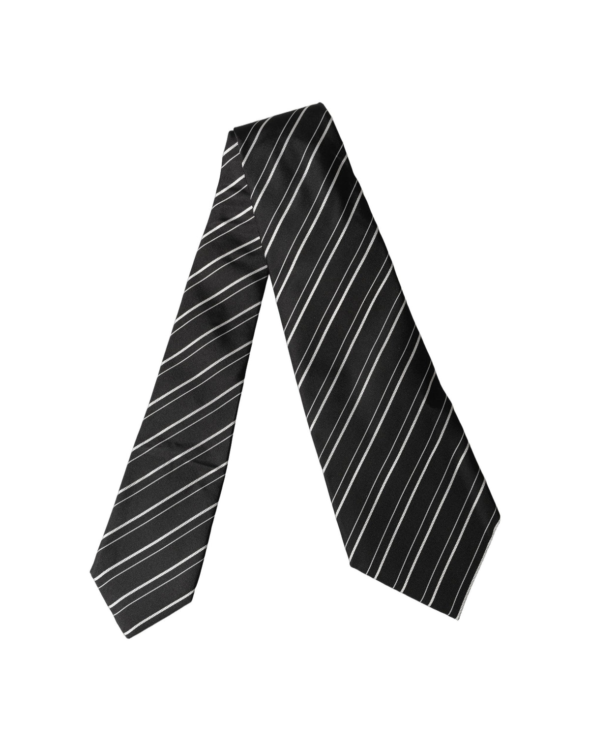 Dolce & Gabbana Black White Stripes Silk Adjustable Necktie
