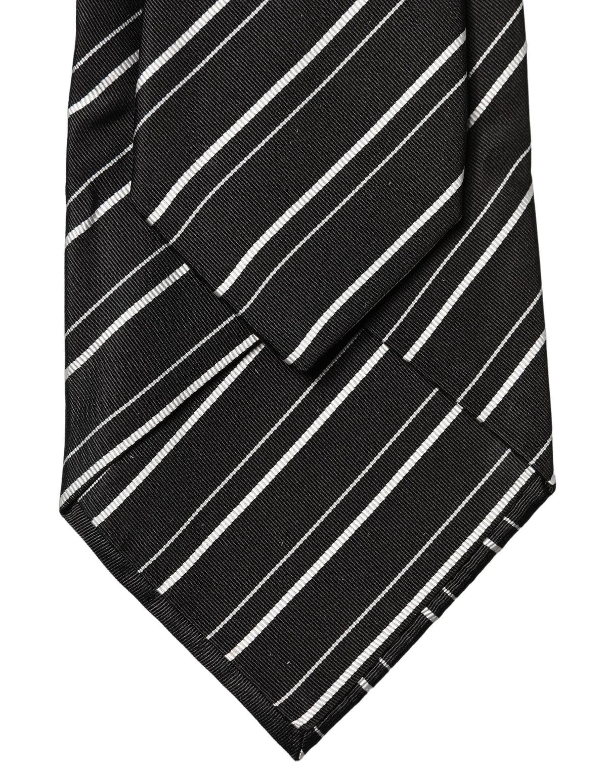 Dolce & Gabbana Black White Stripes Silk Adjustable Necktie