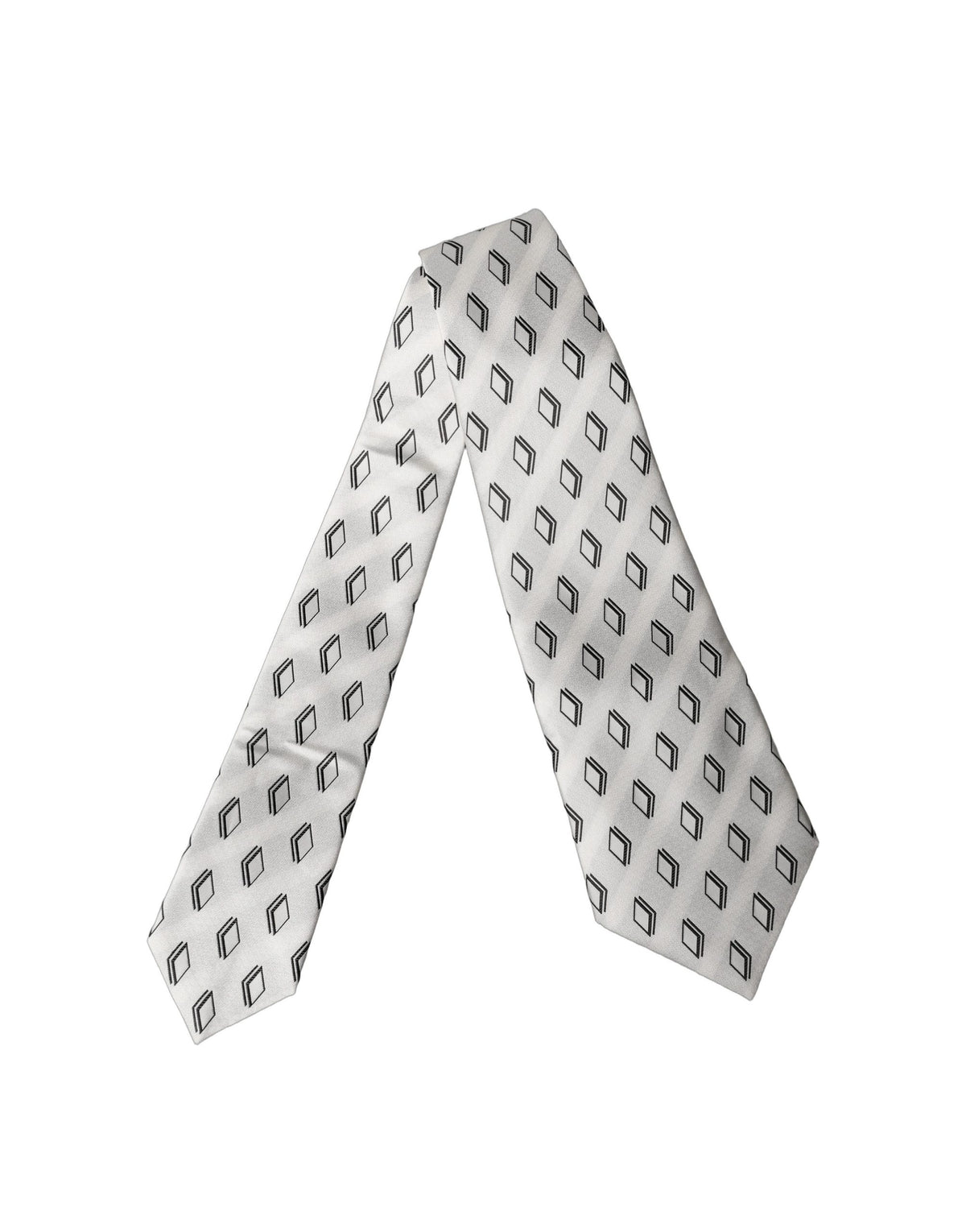 Dolce & Gabbana White Patterned Silk Adjustable Women Tied Necktie Tie