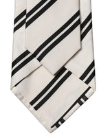 Dolce & Gabbana White Black Stripes Silk Adjustable Women Necktie Tie