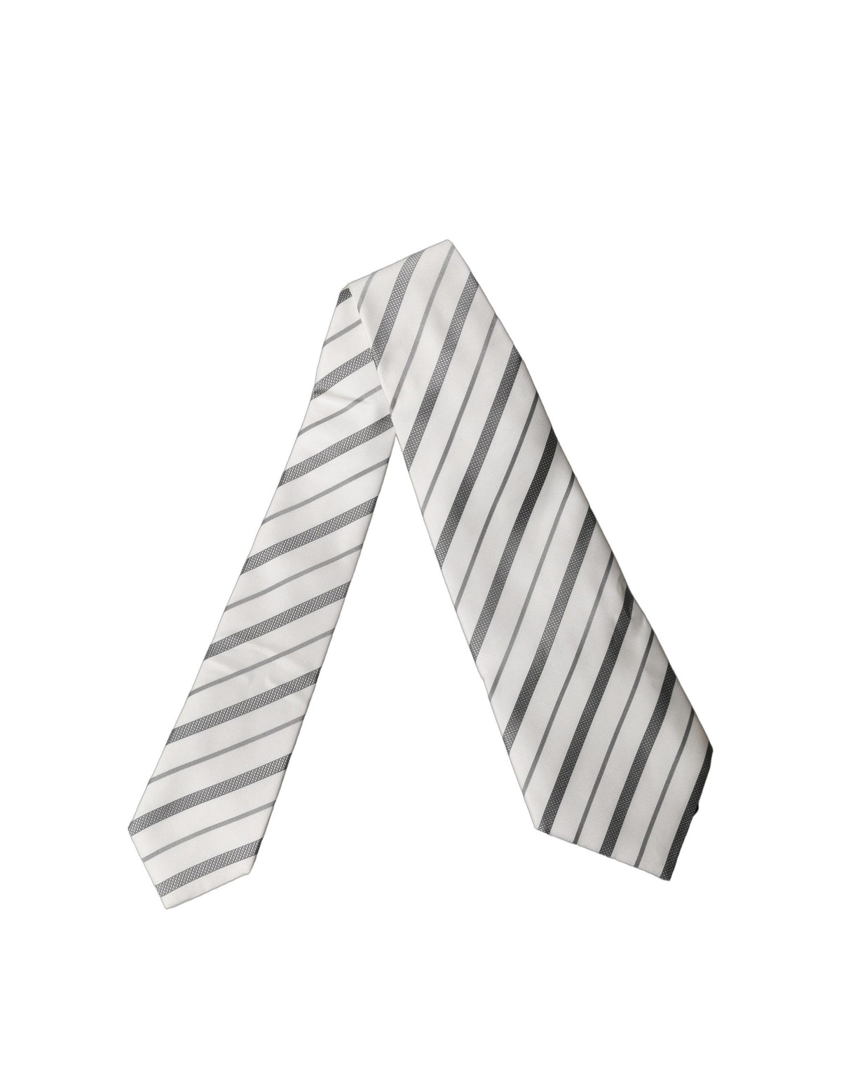 Dolce & Gabbana Black White Stripes Silk Adjustable Women Necktie Tie
