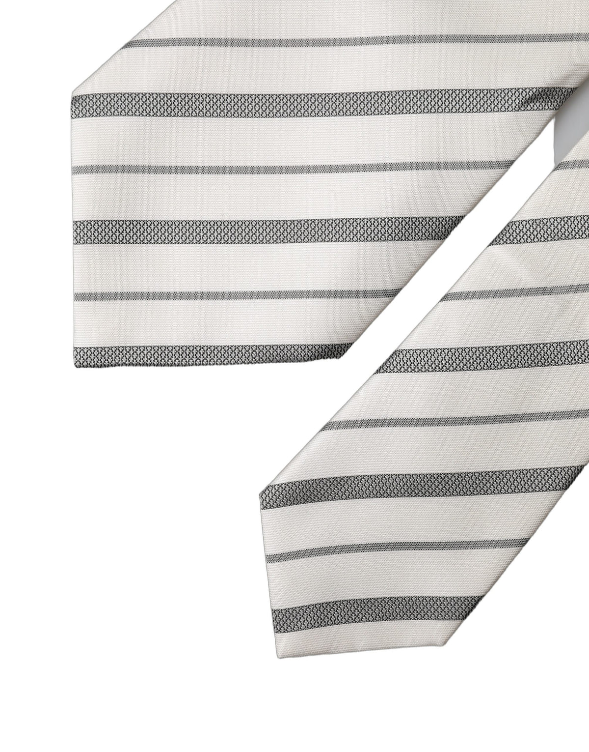 Dolce & Gabbana Black White Stripes Silk Adjustable Women Necktie Tie