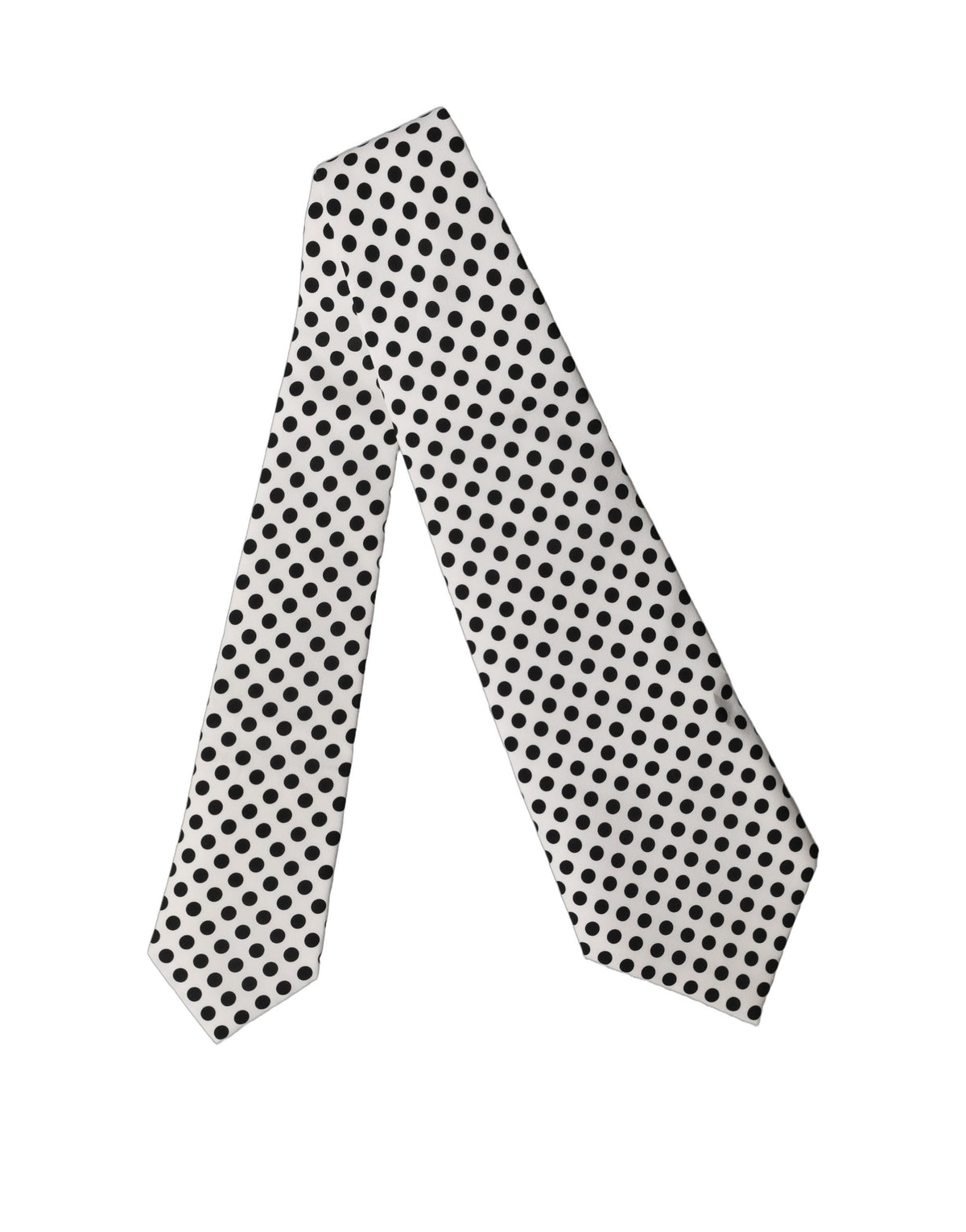 Dolce & Gabbana Adjustable Women Necktie in White and Black Polka Dot