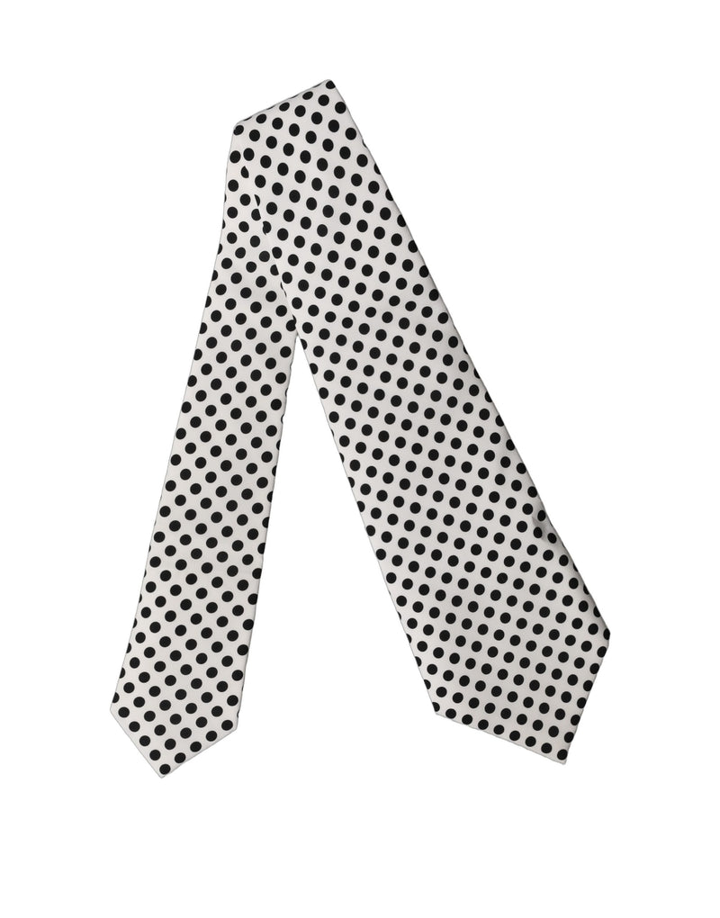 Dolce & Gabbana Adjustable Women Necktie in White and Black Polka Dot