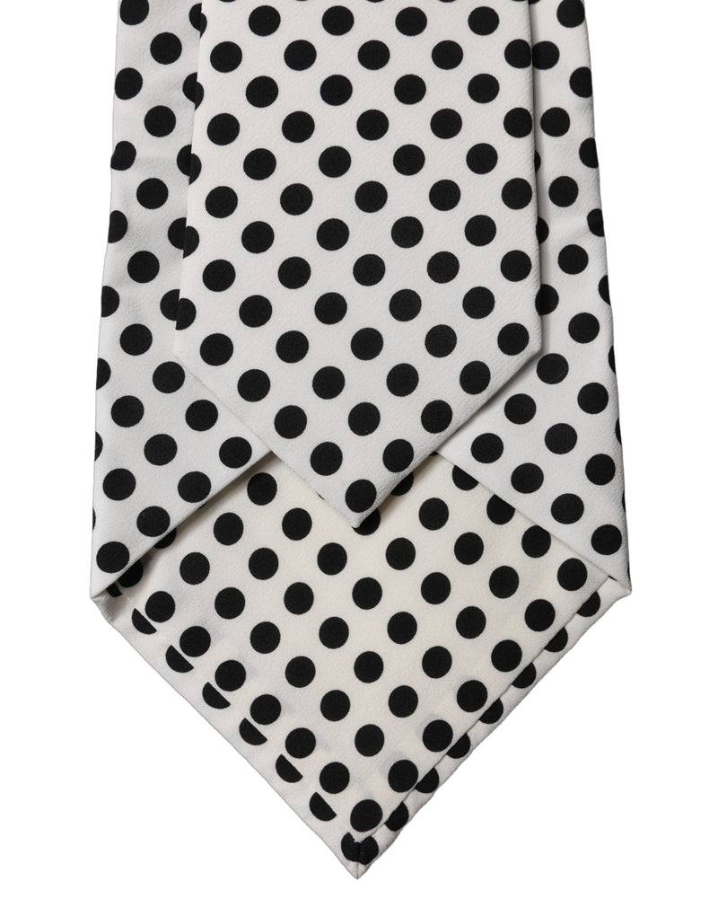 Dolce & Gabbana Adjustable Women Necktie in White and Black Polka Dot