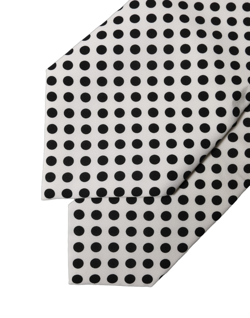 Dolce & Gabbana Adjustable Women Necktie in White and Black Polka Dot