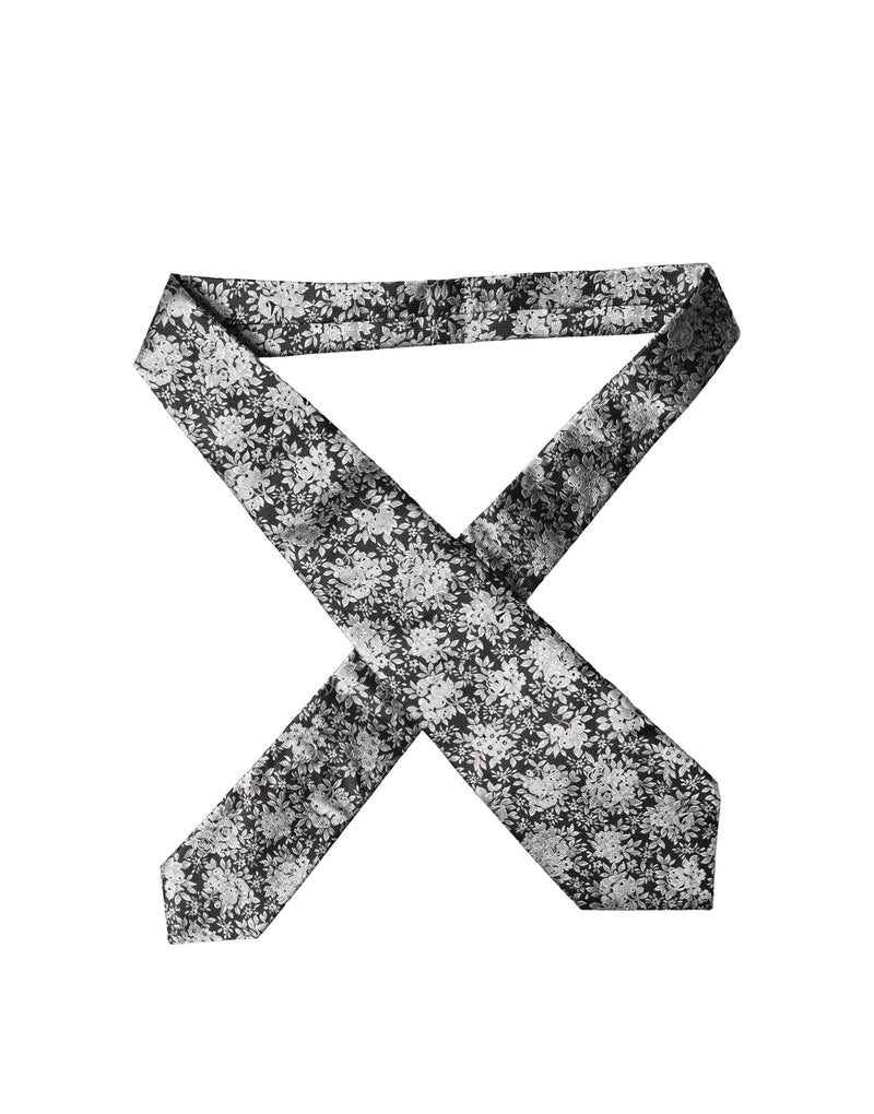 Dolce & Gabbana Black Silver Floral Silk Adjustable Women Necktie