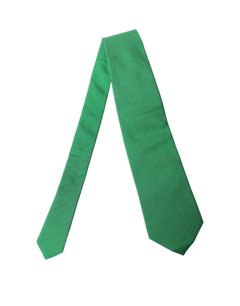 Dolce & Gabbana Green Solid Silk Cotton Adjustable Women Necktie Tie