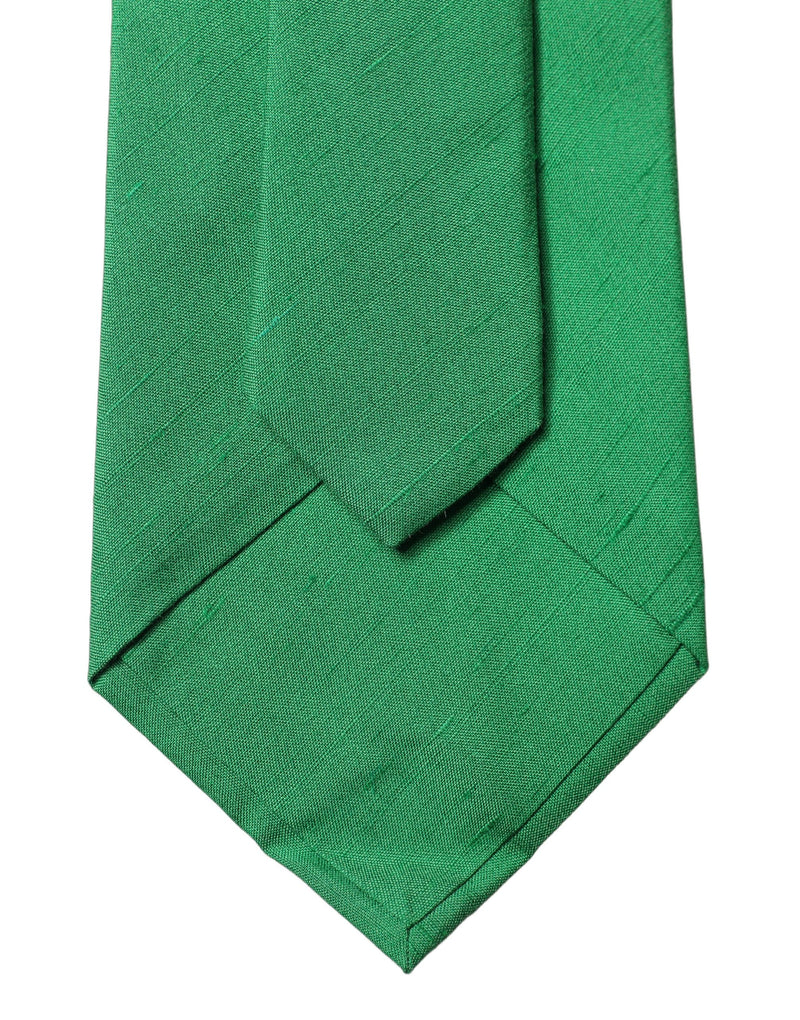 Dolce & Gabbana Green Solid Silk Cotton Adjustable Women Necktie Tie