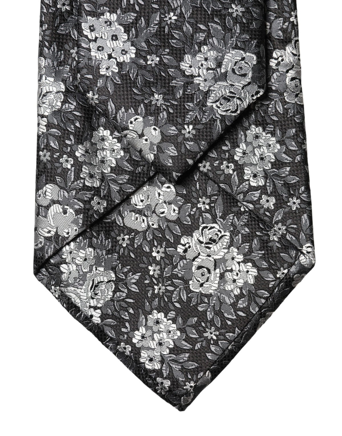 Dolce & Gabbana Black White Floral Silk Adjustable Women Necktie Tie
