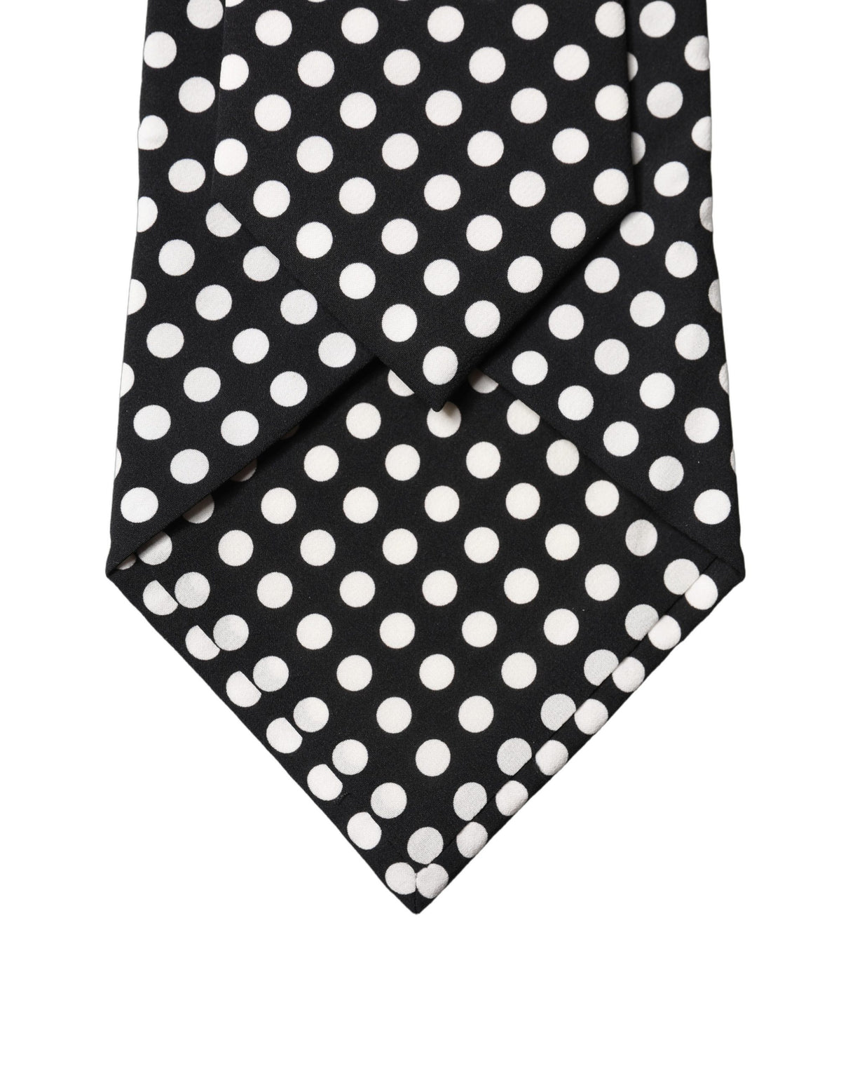 Dolce & Gabbana Black White Polka Dot Silk Adjustable Necktie