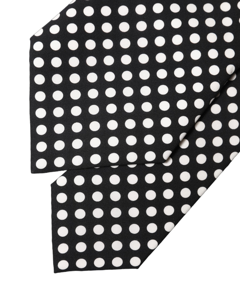 Dolce & Gabbana Black White Polka Dot Silk Adjustable Necktie