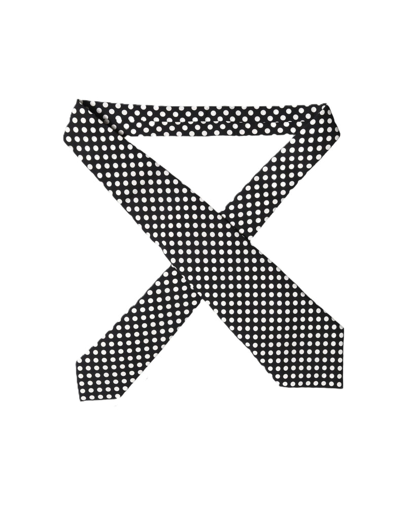 Dolce & Gabbana Black White Polka Dot Silk Adjustable Necktie