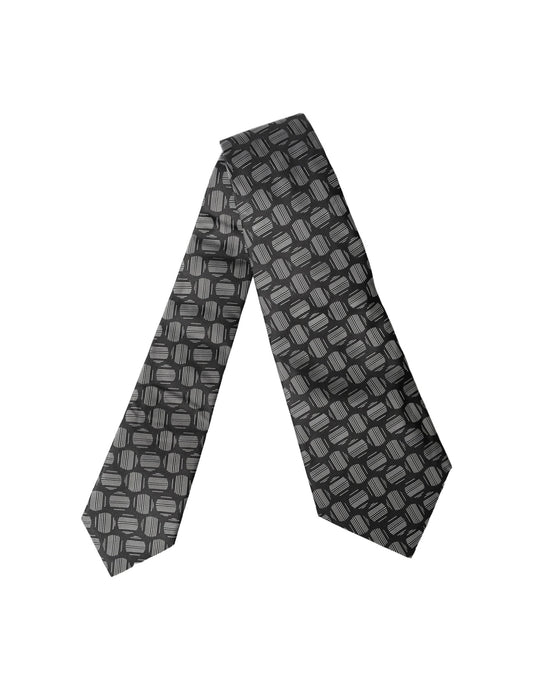 Dolce & Gabbana Black White Geometric Silk Adjustable Necktie
