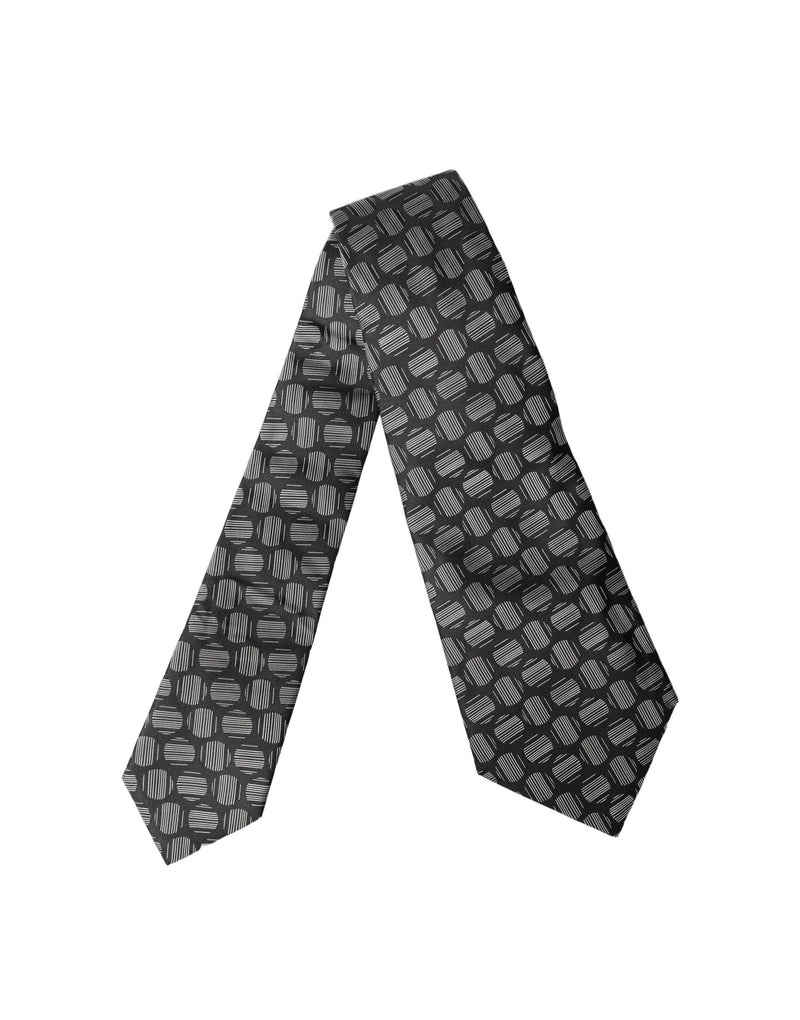 Dolce & Gabbana Black White Geometric Silk Adjustable Women Necktie Tie